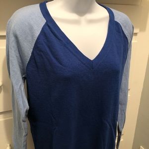 GAP blue color block v-neck sweater